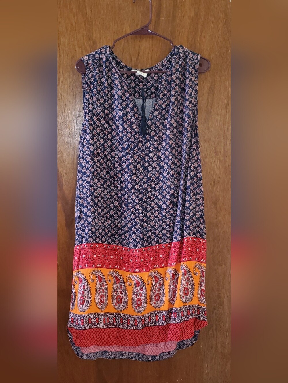 beachlunchlounge Navy Paisley Shift Midi Dress Sz Xl